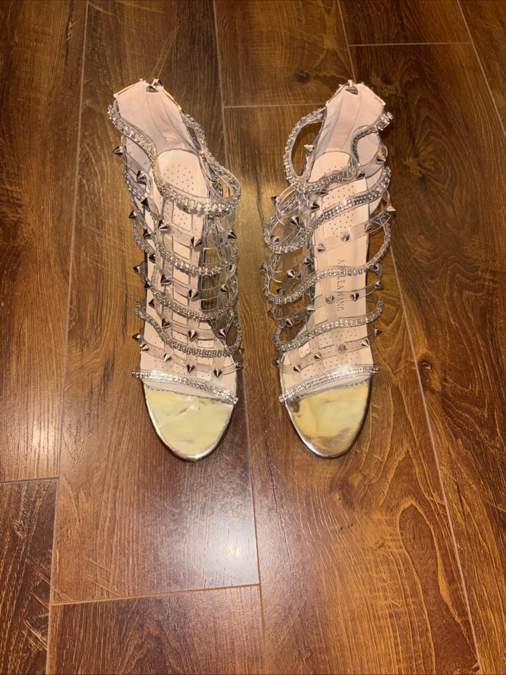 Studded Silver and clear Gladiator Sandals Azalea Wang size 10